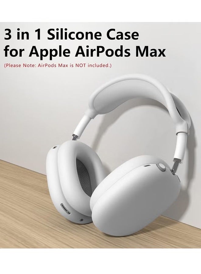 Silicone Case Cover for AirPods Max Headphones,Anti-Scratch Ear Pad Case Cover/Ear Cups Cover/Headband Cover for AirPods Max,Accessories Soft Silicone Skin Protector for Apple AirPods Max(White) - Image 2